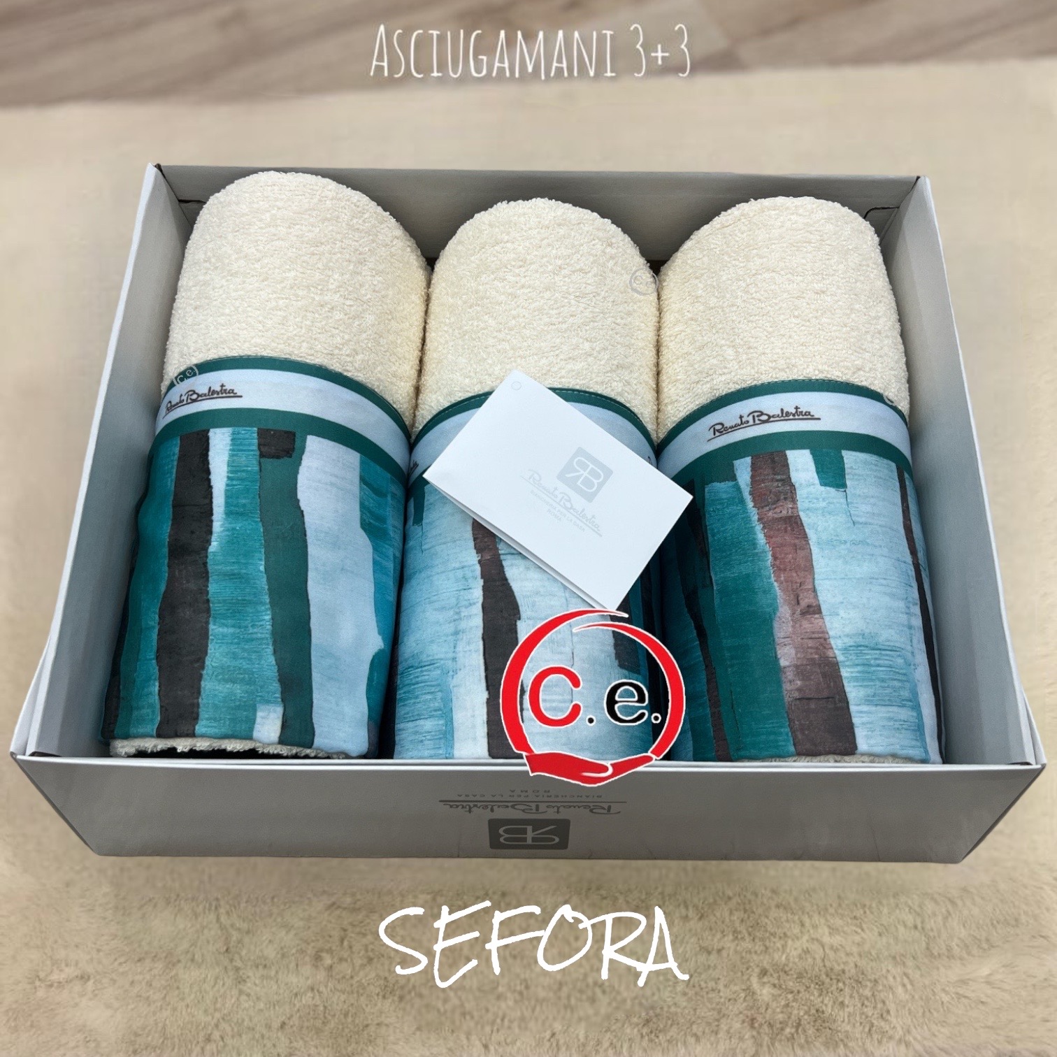 3 Set di 2 Asciugamani da bagno (1 viso e 1 bidet) Renato Balestra 100%  Cotone • Azzeta Shopping